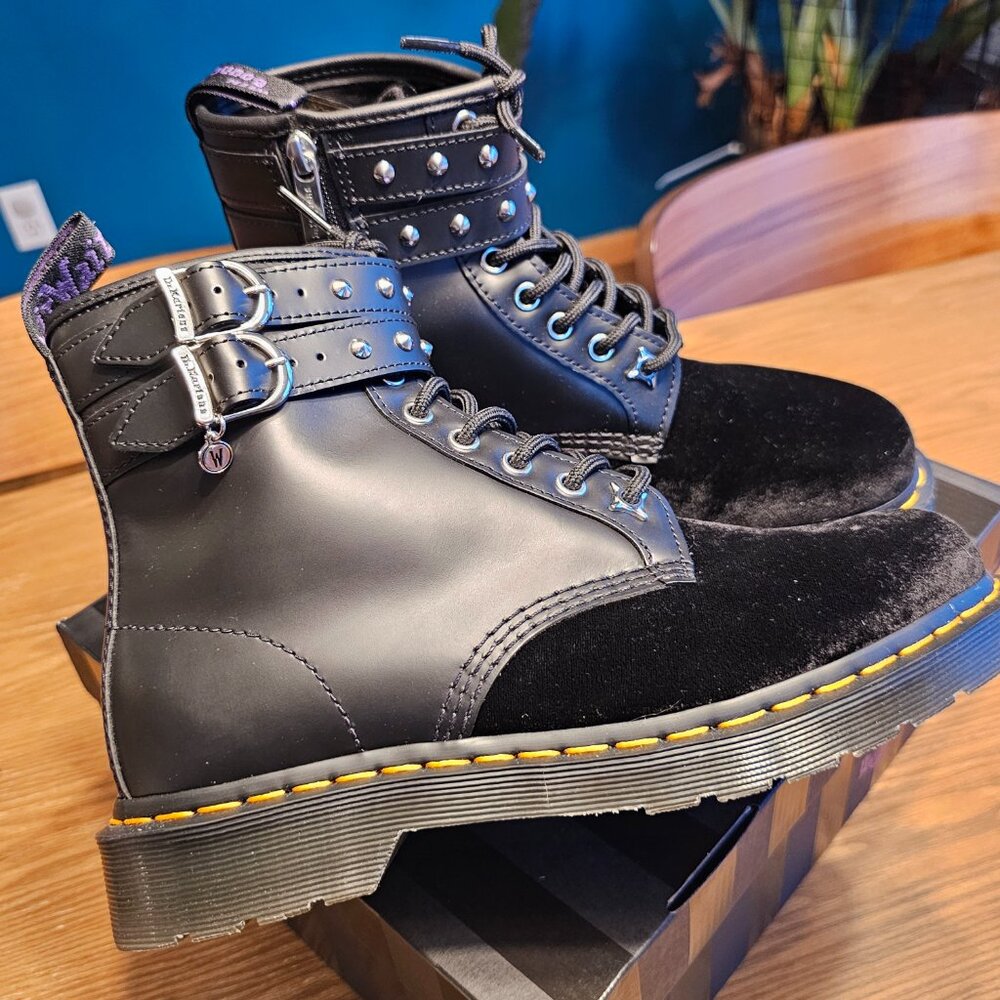 Dr. Martens x Wednesday Velvet Toe1460 8-Eye Boot - Black - Size 9